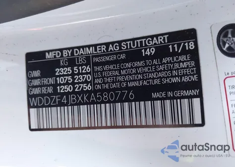 2019 Mercedes-Benz E 300 из США, поврежденный, VIN WDDZF4JBXKA580776